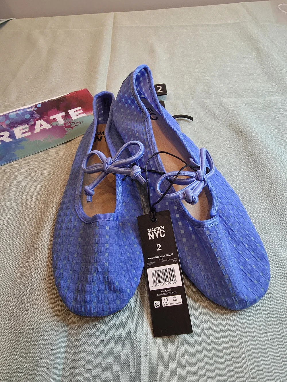 Madden NYC Girls' Blue Bow Ballet Flats Size 2